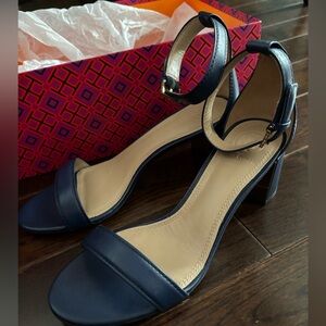 New in box Tory Burch Cecile 55mm Navy Blue Sandals/Heels (style 44448)